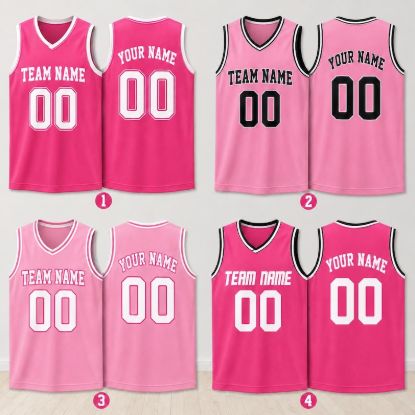 Personalized Pink Basketball Jersey, Custom Team Name Sleeveless Jersey, Women's Sports Tank Top, Custom Name Number Shirt, Pink Girl Shirt