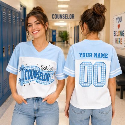 Personalized School Counselor Mesh Jersey, Custom Counselor Shirt, Back to School Mesh Jersey, Name & Number Teacher Tee, Teacher Shirt