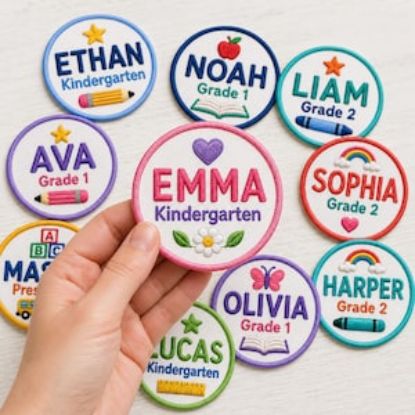 Personalized Kids Name Patch, Custom Embroidered School Patch, Kindergarten Grade 1 Grade 2 Preschool Patch, Backpack Patch Back To School