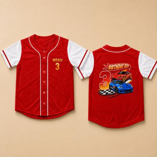 Custom Car Birthday Boy Jersey,Car Birthday Boy Party Shirt Birthday Boy Family Baseball Jersey, Race Car Birthday Shirt ,Racing Boy Toddler