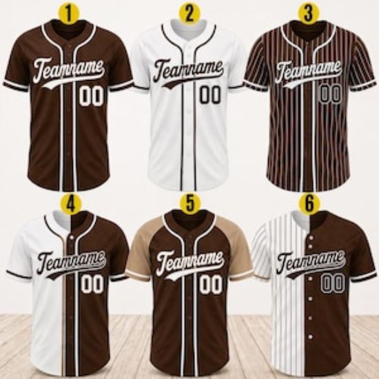 Custom Brown Baseball Jersey, Personalized Name Number Shirt, Team Uniform, Baseball Style Button Shirt Gift Brown Team Jersey Shirt Gift