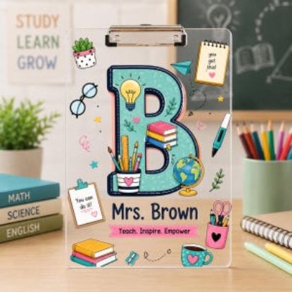 Personalized Teacher Clipboard, Custom Name Acrylic Clipboard, Teacher Appreciation Gift, Back To School Teacher Gift, Classroom Decor